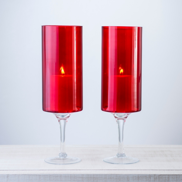 Red Champagne Glass Hurricanes, Set of 2 Kirklands Home
