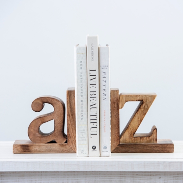 Mango Wood 2-pc. A and Z Bookends | Kirklands Home