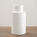 White Textured Lines Vase, 11 in.