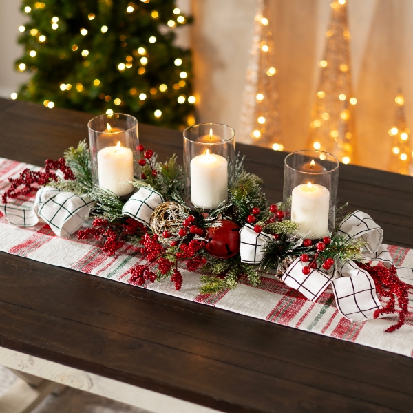 Jingle Bells and Berries Candle Centerpiece