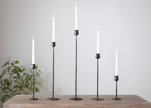 Black Textured Taper Candle Holder