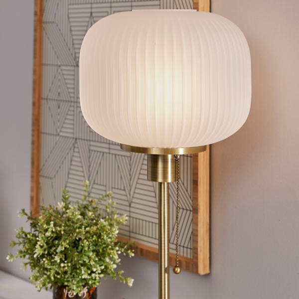 Antique Brass Frosted Glass Globe Table Lamp