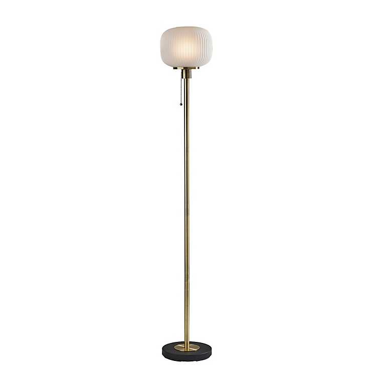Antique Brass Frosted Glass Globe Floor, Frosted Glass Globe Floor Lamp