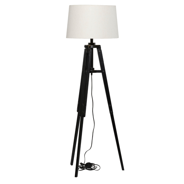 Industrial Tripod Wooden Floor Lamp