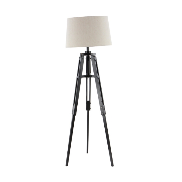 Industrial Tripod Wooden Floor Lamp