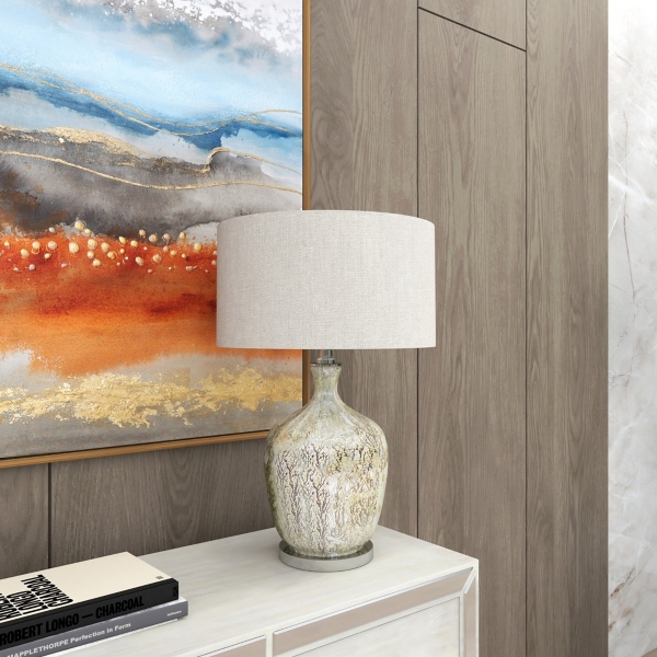Beige Marbled Mercury Glass Table Lamp