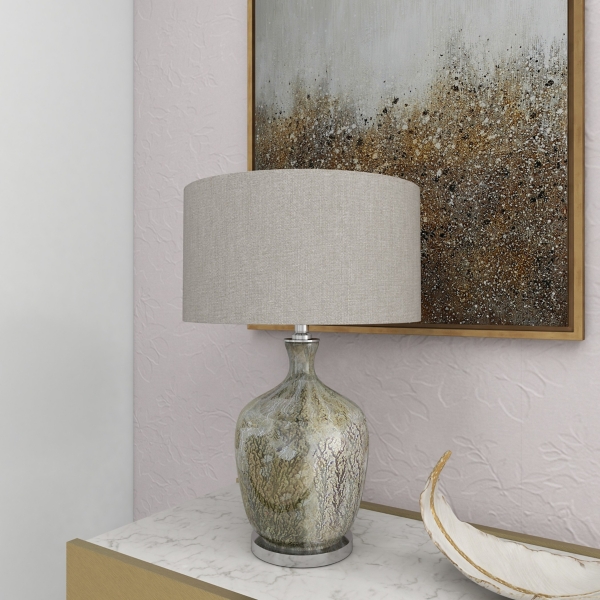 Beige Marbled Mercury Glass Table Lamp
