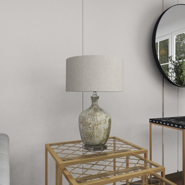 Beige Marbled Mercury Glass Table Lamp