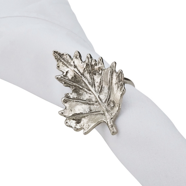 Silver Foliage Harvest Napkin Rings, Set of 4 Kirklands Home
