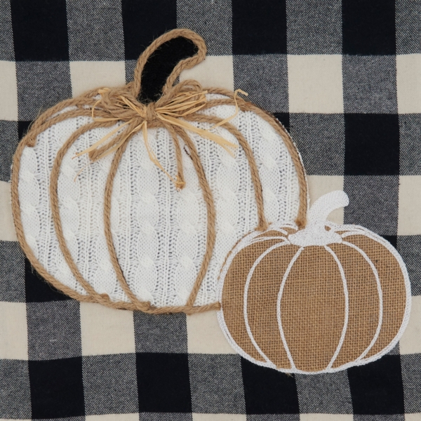 Plaid Pumpkin Rustic Textured Harvest Table Runner