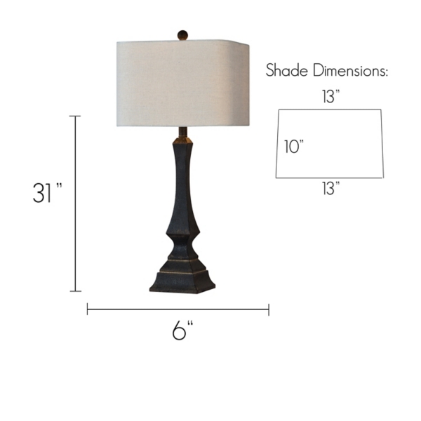 Slim Distressed Black Table Lamps, Set of 2