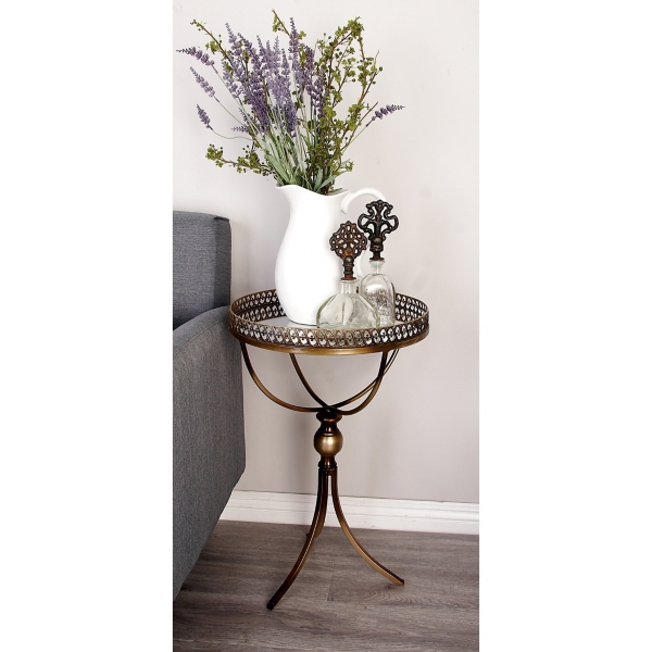 Gold Mirror Top Metal Accent Table