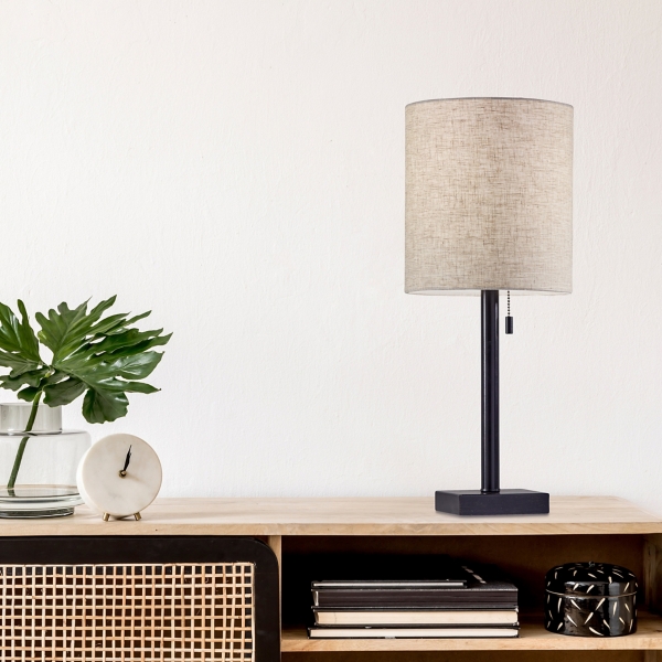 Dark Bronze Square Base Table Lamp