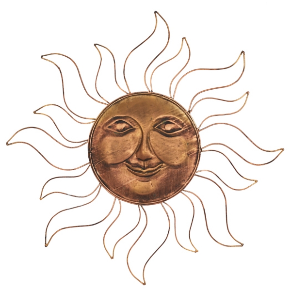 Brass Sun Metal Outdoor Wall Plaque