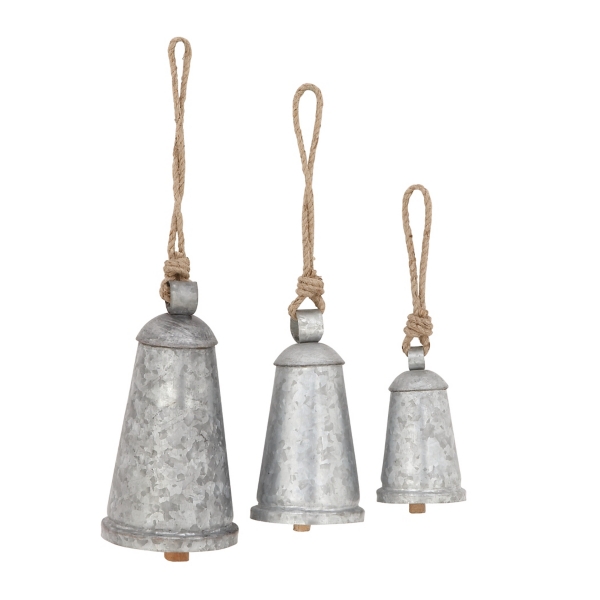 Aged Metal Hanging Bells - Iron Accents