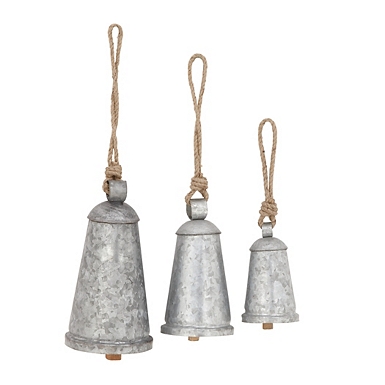 Galvanized Iron Hanging Bells, Set of 3