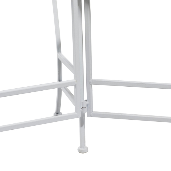 White Metal Floral 3-Tier Plant Stand