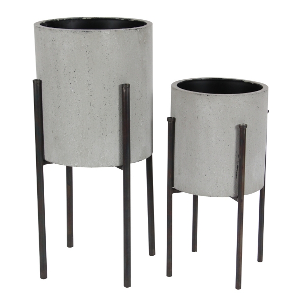 Gray and Black Solid Iron Plant Stands, Set of 2 Kirklands Home