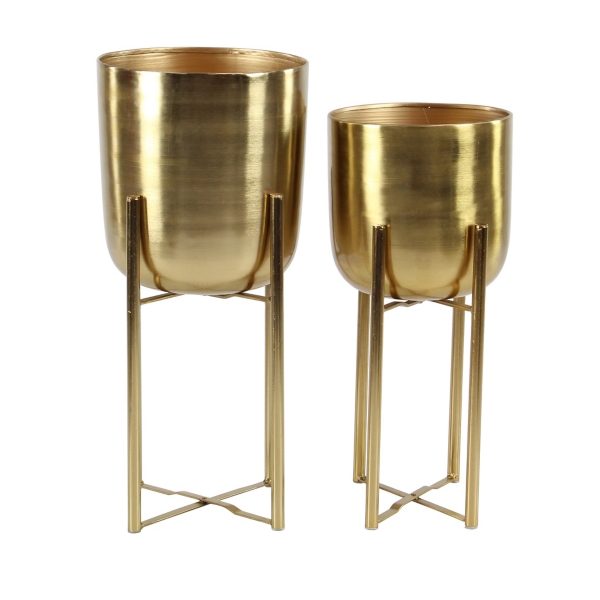 Metallic Gold Planters with Stands, Set of 2 | Kirklands Home