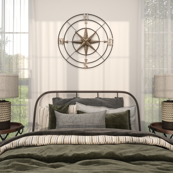 Silver Compass Rose Outdoor Plaque