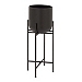 Black Metal Dome Planter with Stand, 36 in.