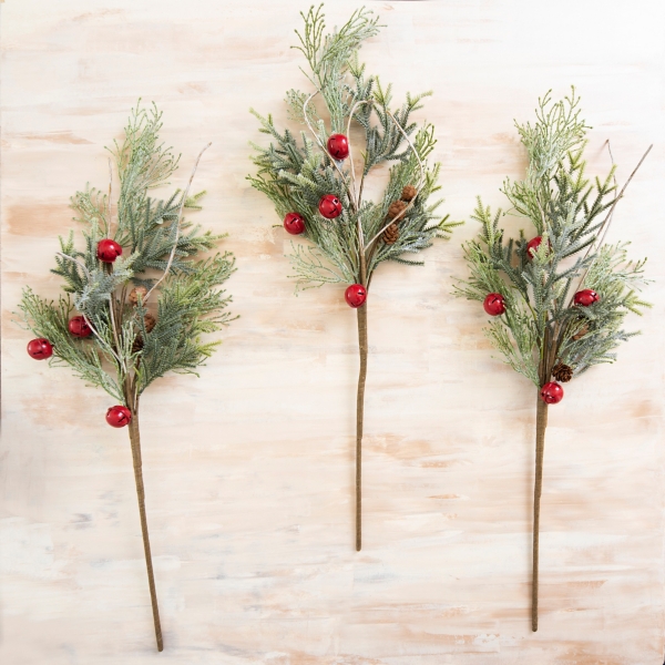 Greenery and Red Bells Christmas Stems, Set of 3 Kirklands Home