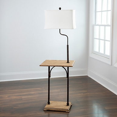Natural Jennings Floor Lamp And Accent, End Table With Lamp Combo
