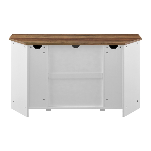 White and Natural Sliding Barn Door TV Stand