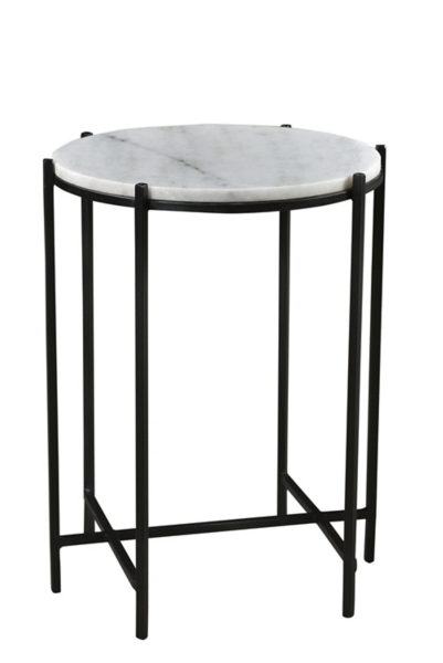 White and Gray Marble Top Metal Base Accent Table Kirklands Home