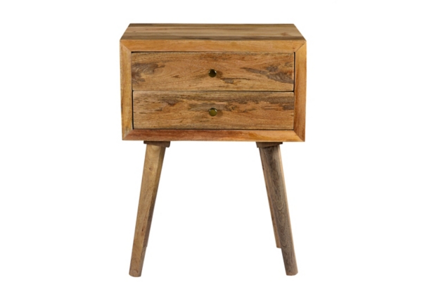 Natural Mango Wood 2-Drawer Accent Table