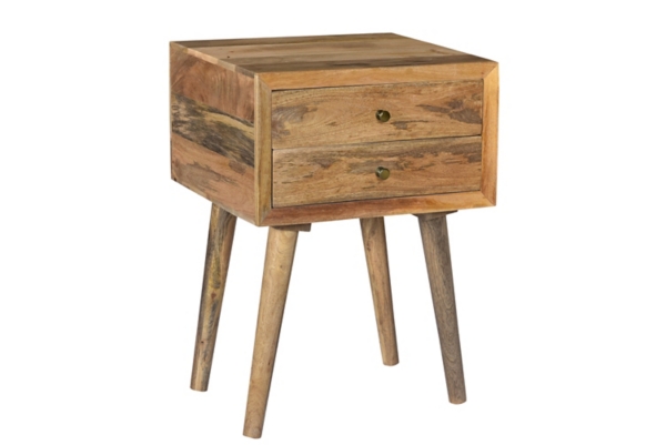 Natural Mango Wood 2-Drawer Accent Table