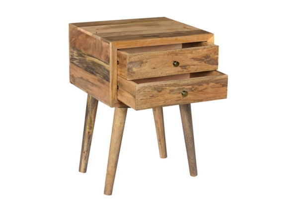 Natural Mango Wood 2-Drawer Accent Table
