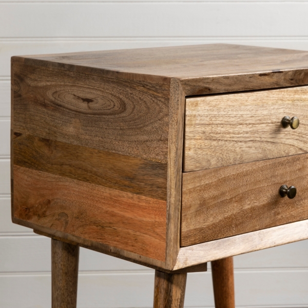 Natural Mango Wood 2-Drawer Accent Table