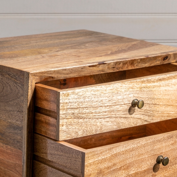 Natural Mango Wood 2-Drawer Accent Table