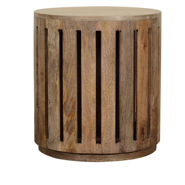 Round Mango Wood Drum Accent Table Kirklands Home