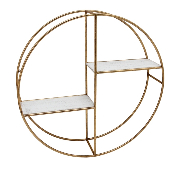 Gold Metal White Wood Round Wall Shelf Kirklands Home