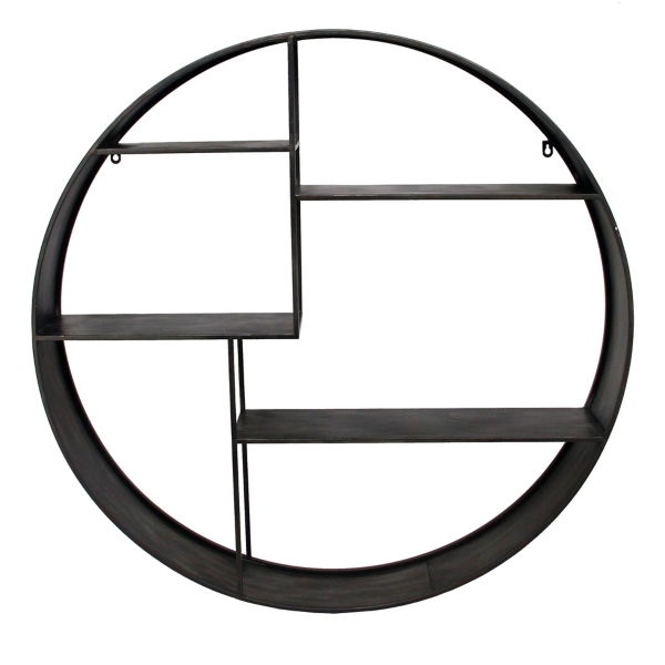 Black and Gray Metal Round Wall Shelf Kirklands Home