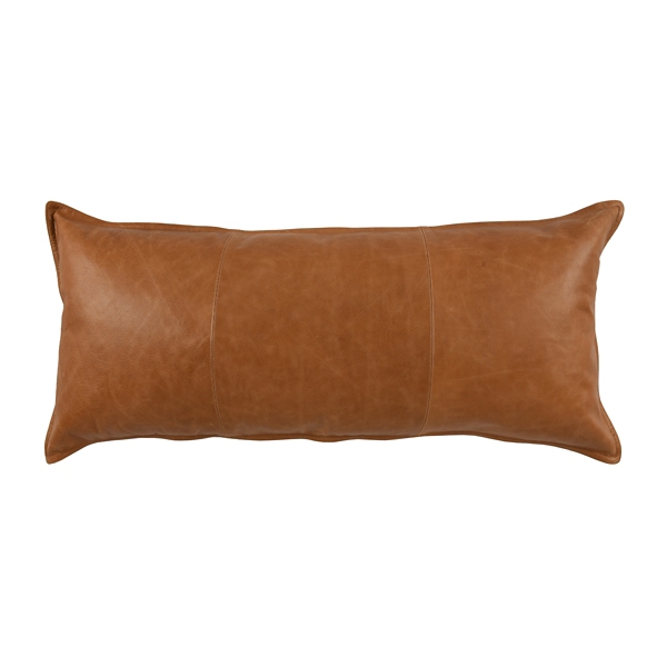 Chestnut Distressed Patina Leather Lumbar Pillow