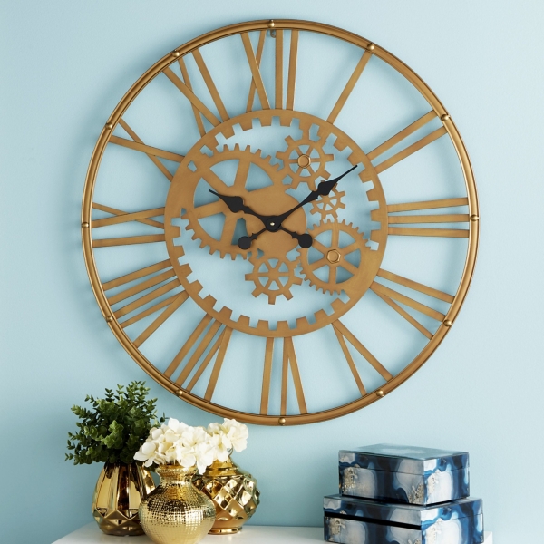 Gold Distressed Iron Gear Clock Kirklands Home