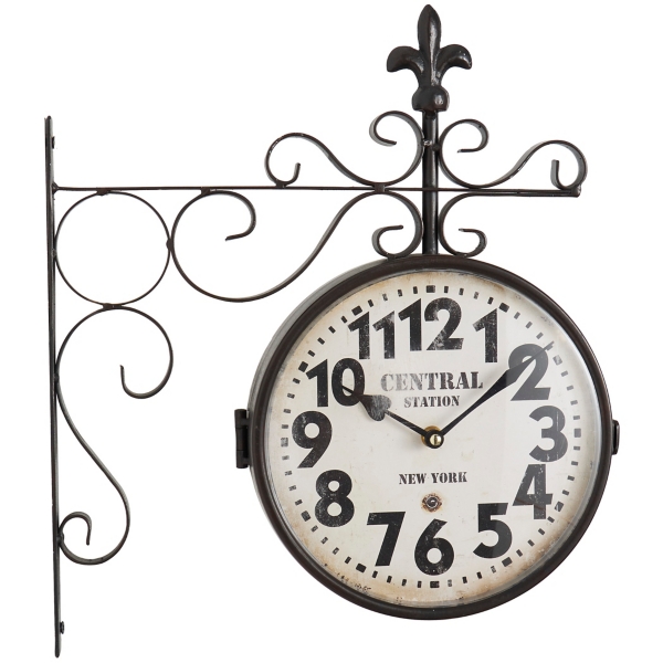 Black Iron Double Sided Scroll Wall Clock Kirklands Home