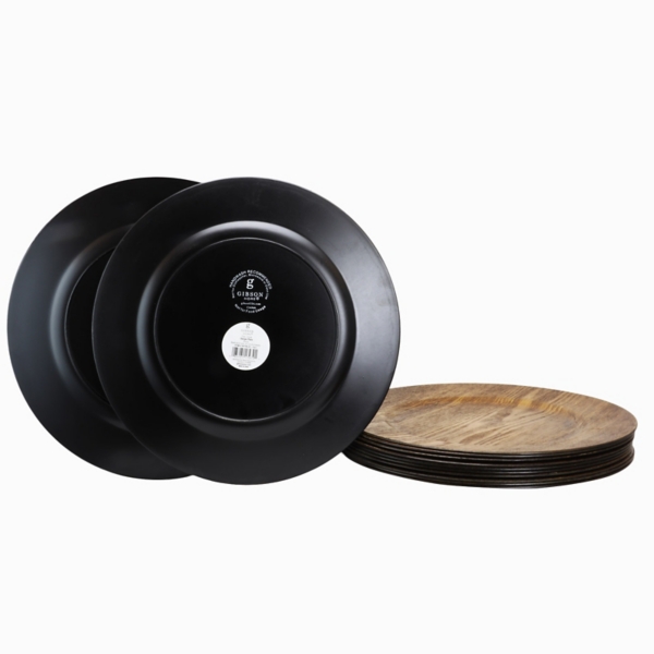 Natural Faux-Wood Charger Plates, Set of 12