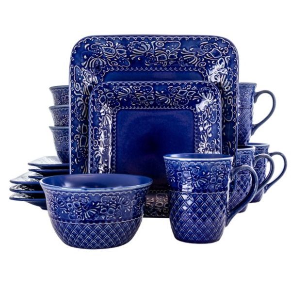 Indigo Lotus Square 16pc. Dinnerware Set Kirklands Home