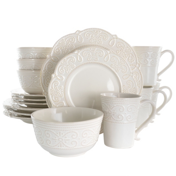 White embossed 2025 dinner set