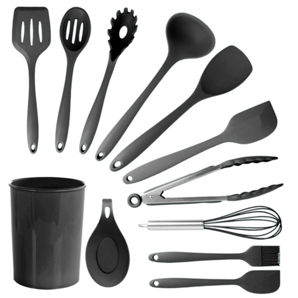 Black 12pc. Silicone Utensil Set with Holder Kirklands Home