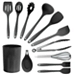 Black 12-pc. Silicone Utensil Set with Holder