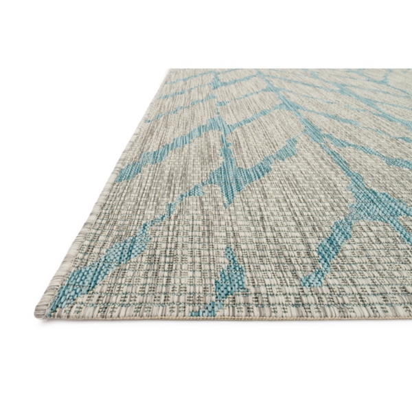 Mist and Aqua Chevron Outdoor Area Rug, 5x7