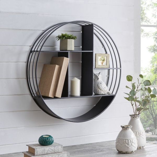 Circular Black Open Sides Floating Shelf Kirklands Home