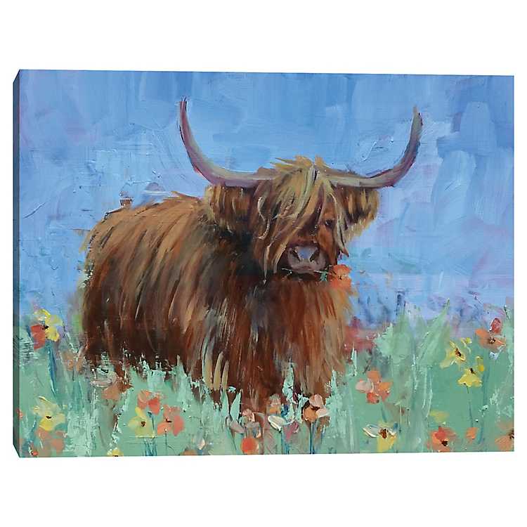 Scottish Photo Painting Highland Cow Picture Canvas Art Print