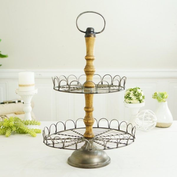 Antique Scalloped Wire Tiered Serving Tray Kirklands Home