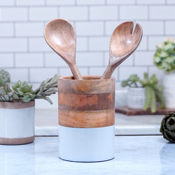 Natural Mango Wood Utensil Holder Kirklands Home